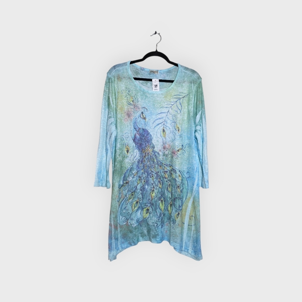 NWT Studio Gem XL Tunic Peacock Handkerchief Hem